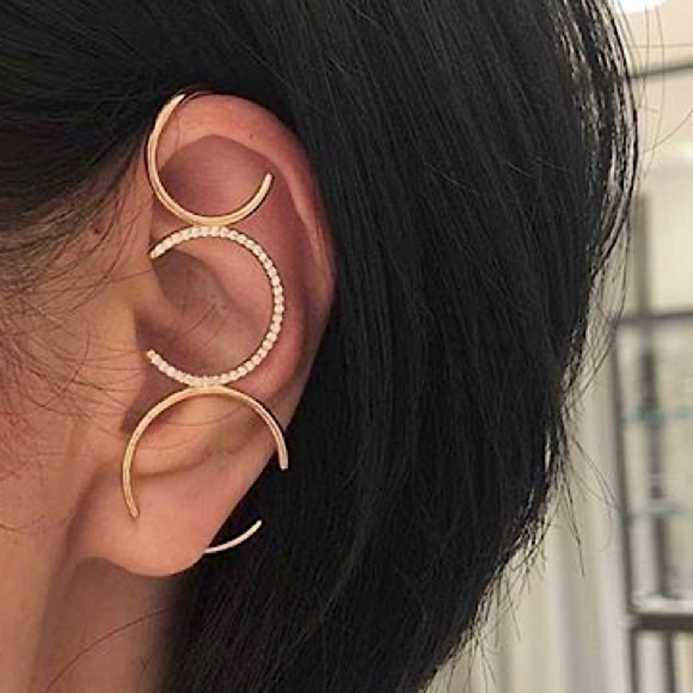⚜️𝟯𝟬%𝗢𝗙𝗙 𝗯𝘂𝗻𝗱𝗹𝗲𝘀 𝟯+⚜️ NEW Rhinestone 3 Circle Crawler Earring - Picture 7 of 12